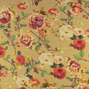 Tkanina Szyfon wzór kwiaty kolor pomarańczowy