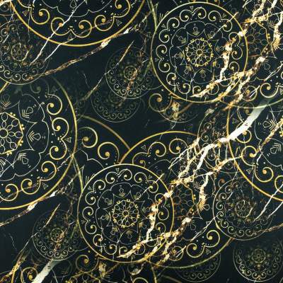 Dresówka pętelka wzór orientalny kolor czarny