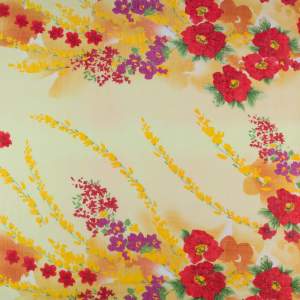 Tkanina Batyst kwiaty jasny żółty
