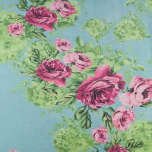 Tkanina Batyst kwiaty jasna szałwia