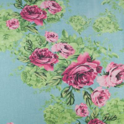 Tkanina Batyst kwiaty jasna szałwia