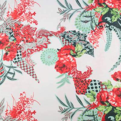 Tkanina Batyst kwiaty jasny różowy