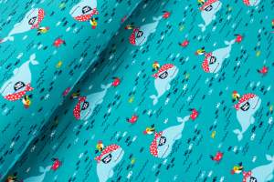 Dresówka pętelka z nadrukiem zwierzęta morski