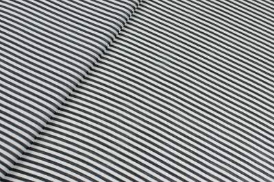 Tkanina szyfon wzór pasy białe, czarne