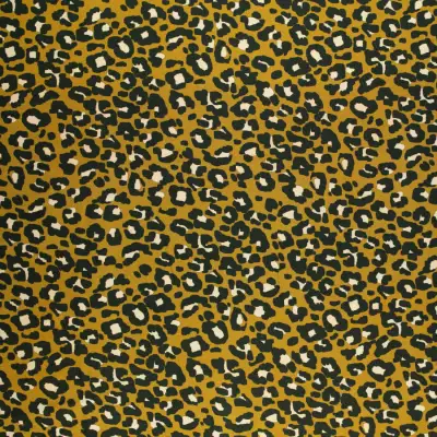 Tkanina Wiskoza – wzór panterka, kolor oliwkowy