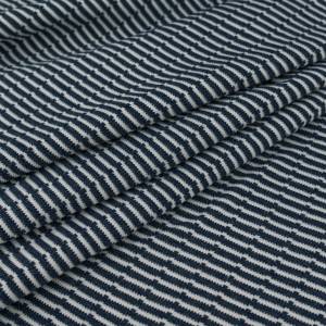 Dzianina swetrowa prążek biało granatowy