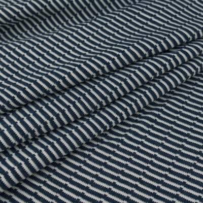 Dzianina swetrowa prążek biało granatowy