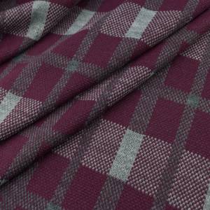 Dzianina swetrowa krata szaro bordowy