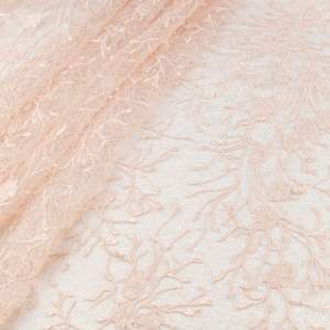 Koronka z cekinami jasny brzoskwiniowy