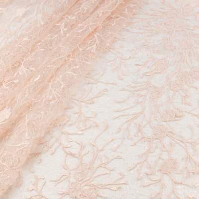 Koronka z cekinami jasny brzoskwiniowy