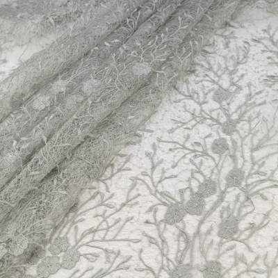 Koronka z cekinami szary