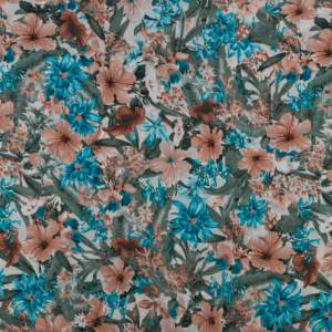 Tkanina Krepa kwiaty beżowy