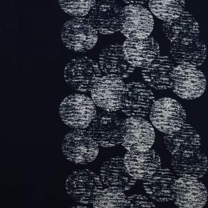 Tkanina Krepa grochy border dwustronny granatowy