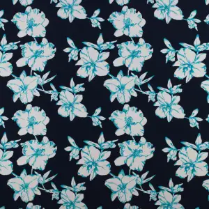 Tkanina Krepa kwiaty biały