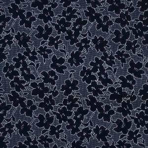 Tkanina Krepa kwiaty granatowy