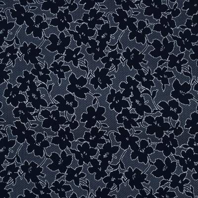 Tkanina Krepa kwiaty granatowy