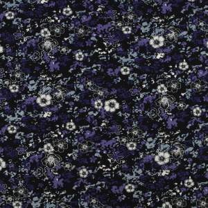 Tkanina Krepa kwiaty czarny