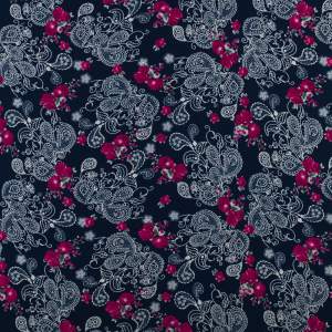 Tkanina Krepa paisley granatowy