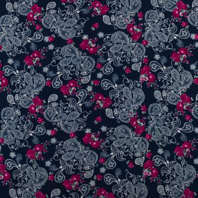 Tkanina Krepa paisley granatowy