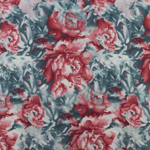 Tkanina Krepa kwiaty bordowy