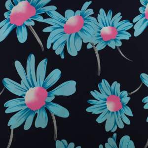 Tkanina Krepa kwiaty granatowy