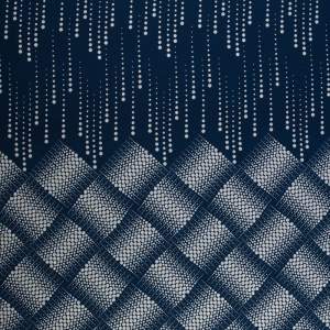 Tkanina Krepa geometryczny border jednostronny granatowy