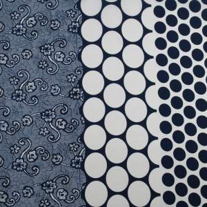 Tkanina Krepa border dwustronny granatowy