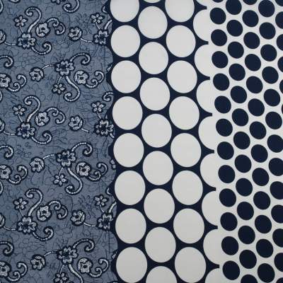 Tkanina Krepa border dwustronny granatowy