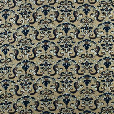 Tkanina Krepa ornamenty beżowy