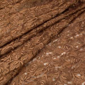 Koronka Gipiura na tiulu beżowo miedziany