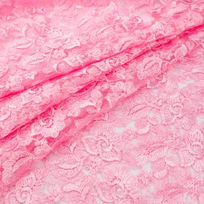 Koronka Gipiura na tiulu różowy