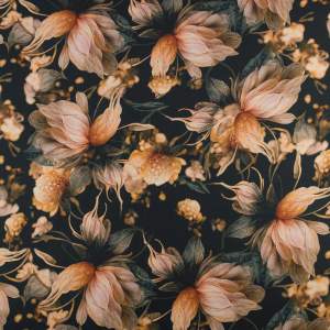 Szyfon Glamour w kwiaty beżowo-czarne