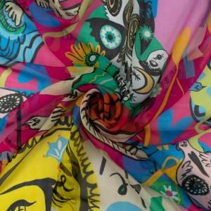 Jedwab naturalny - szyfon kolor niebiesko różowy