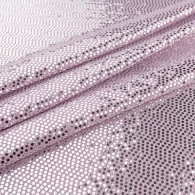 Dzianina na sukienki wzór błyszczące groszki kolor jasny fioletowy