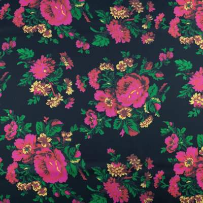 Szyfon Jedwabny wzór ludowy czarny