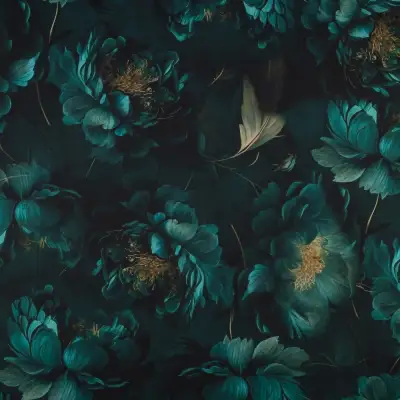 Tkanina Wiskoza Twill – kwiaty, ciemny zielony