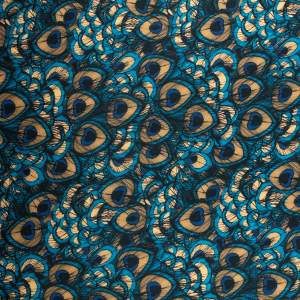 Tkanina Wiskoza Twill – pawie piórka, odcienie niebieskiego
