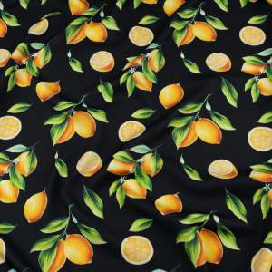 Wiskoza twill cytryny czarny
