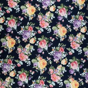 Dzianina wiskozowa kwiaty granatowy