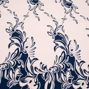 Tkanina Barbie Marschiano wzór w kol. granatowym/brzoskwiniowym