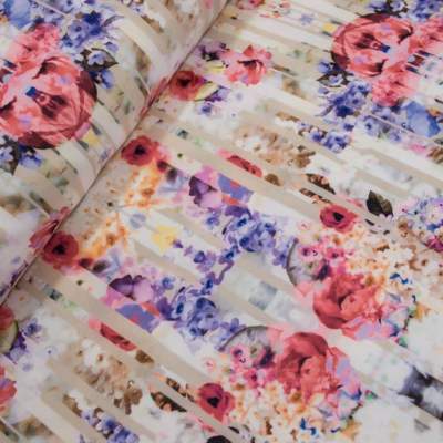 Tkanina Barbie Marchiano wzór kwiaty w odcieniach różu