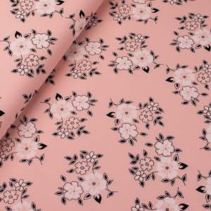 Tkanina Barbie Marschiano wzór kwiaty na brzoskwiniowym tle