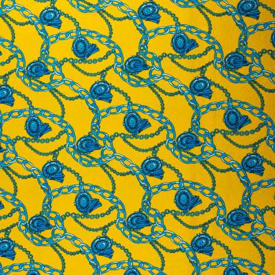 Tkanina Barbie wzór łańcuszki kolor żółty