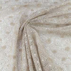 Koronka materiał w kwiaty kolor beżowy