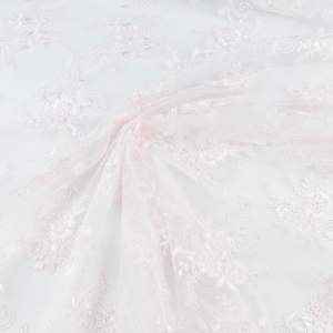 Koronka materiał w kwiaty kolor jasny różowy