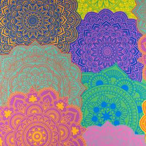 Tkanina wiskoza twill wzór kolorowa mandala