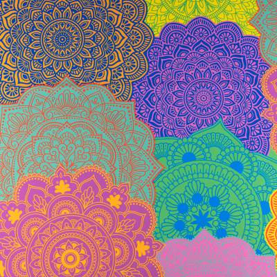 Tkanina wiskoza twill wzór kolorowa mandala