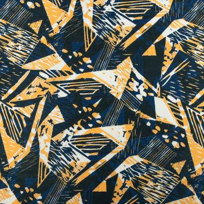 Tkanina wiskoza twill wzór abstrakcyjny kolor granatowy