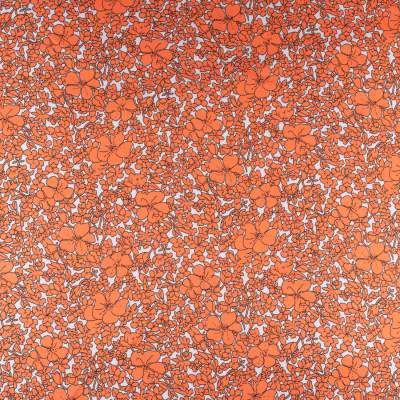 Tkanina wiskoza twill wzór kwiaty na białym tle