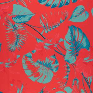 Tkanina wiskoza twill wzór monstera kolor czerwony